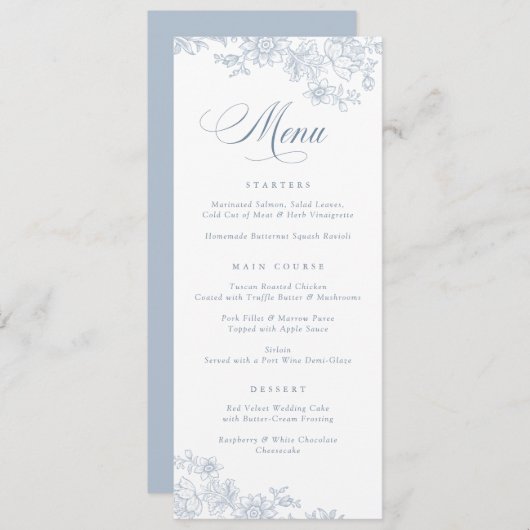 Elegant bloemig  blad botanisch menu (Voorkant / Achterkant)