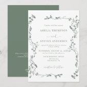 Elegant Bloemig Blad Klassieke Trouw Kaart (Voorkant / Achterkant)