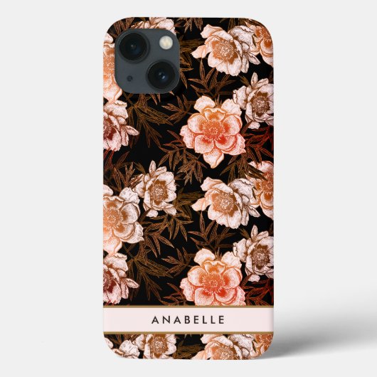 Elegant bloemig botanisch patroon monogram Case-Mate iPhone case (Achterkant)
