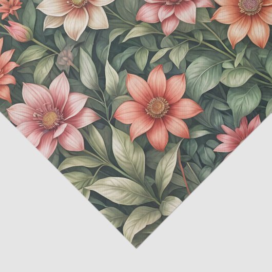 Elegant bloemig botanisch patroon tissuepapier (Detail)