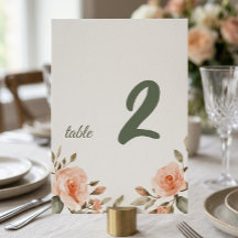 Elegant bloemig gepersonaliseerd tafelnummerbord