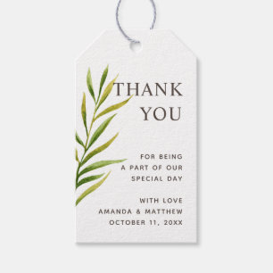 Elegant bloemig groen blad bruiloft bedankt cadeaulabel