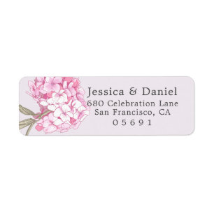 Elegant Bloemig Hydrangea Retouradres Etiket