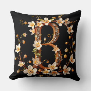Elegant Bloemig Monogram B met Ingewikkeld Ontwerp Kussen