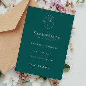 Elegant Bloemig Monogram Smaragd Huwelijk Save The Date