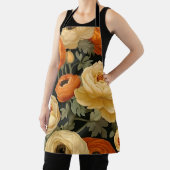 Elegant bloemig schort (roest, crème, salie, zwart (Insitu)