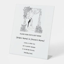 Elegant Bloemig Trouwgastboek Bord