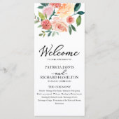 Elegant Bloemig Watercolor Trouwprogramma 4x9 Programma (Voorkant)