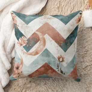 Elegant Bloemig Zigzag met Warme Maanachtige Accen Kussen