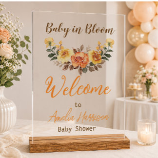 Elegant  Bloemige Baby Shower Acryl Bord