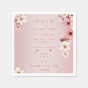 Elegant Bloemige Bloesem Trouwuitnodiging Ontwerp Servet