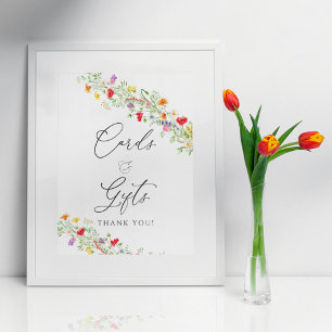 Elegant bloemkaartjes voor wilde bloemen en poster