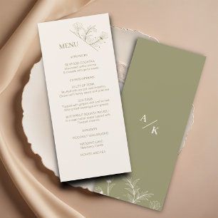 Elegant Bloemmos groen bruiloft Menu