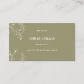 Elegant Bloemmos Groene bruiloft register, Informatiekaartje (Voorkant)