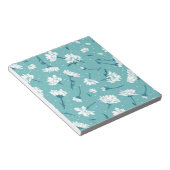 Elegant bloemmotief - Blauwgroen & wit Botanisch Notitieblok (Schuin)