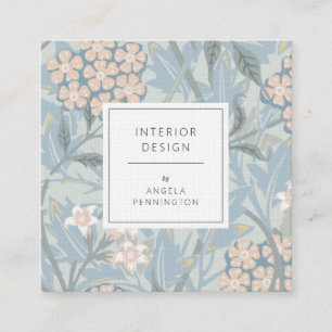 Elegant bloemmotief chic pastel groen vierkante visitekaartje