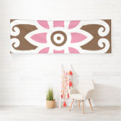 Elegant bloemmotief in bruine en roze tinten set spandoek (Insitu)