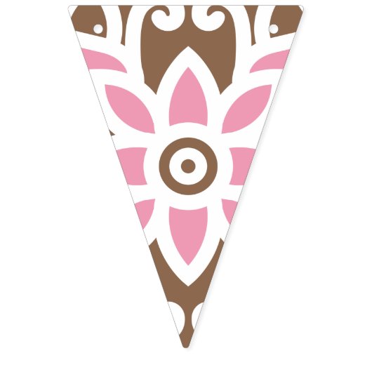 Elegant bloemmotief in bruine en roze tinten set vlaggetjes (Tweede vlag)