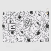Elegant bloemmotief Initiaal monogram Golfhanddoek (Horizontaal)