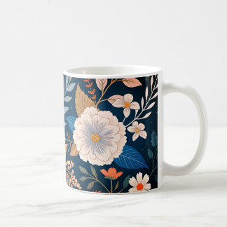 Elegant bloemmotief | Levendige botanische kunst d Koffiemok