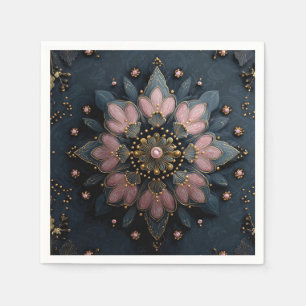 Elegant bloemmotief met gouden accenten servet