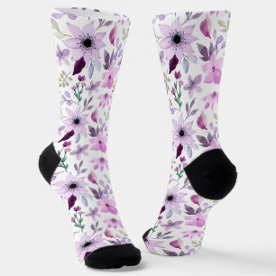 Elegant bloemmotief met rode en blauwe bladeren zo sokken