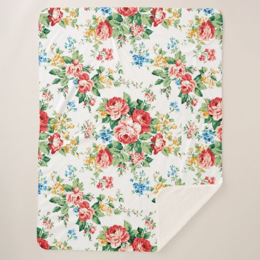 Elegant bloemmotief met Rozen ontwerpelement Sherpa Deken (Voorkant)
