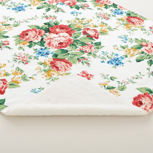 Elegant bloemmotief met Rozen ontwerpelement Sherpa Deken (3/4)
