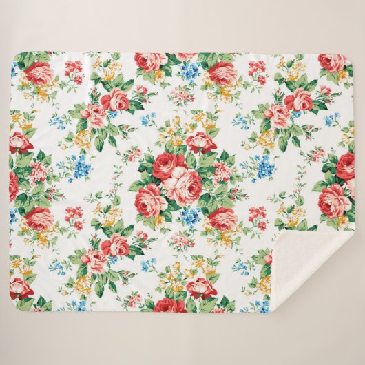 Elegant bloemmotief met Rozen ontwerpelement Sherpa Deken (Voorkant (horizontaal))