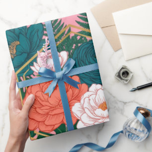 Elegant Bloemmotief Naadloos Patroon   Tropische B Cadeaupapier