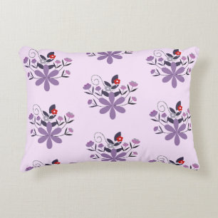 Elegant bloemmotief paarse violet grijs rood accent kussen