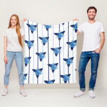 Elegant bloemmotief streep monochromatisch blauw