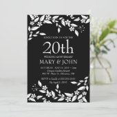 Elegant bloemontwerp 20e jubileum uitnodiging (Staand voorkant)