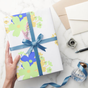 Elegant bloemontwerp blauw groen geel cadeaupapier