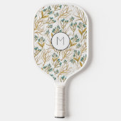Elegant bloemontwerp met gouden textuur pickleball paddle (Achterkant)