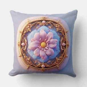 Elegant bloemornament met gouden accenten kussen