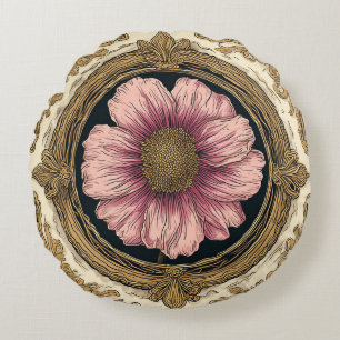 Elegant bloemornament met gouden accenten rond kussen