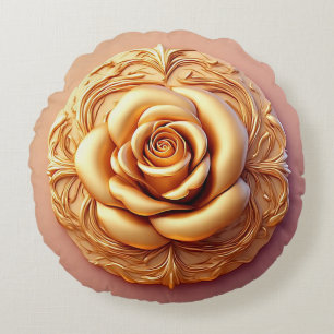 Elegant Bloemornament Met Gouden Accenten Rond Kussen