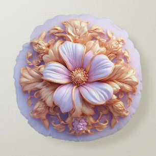 Elegant bloemornament met gouden accenten rond kussen