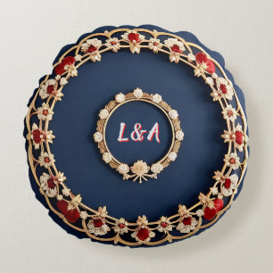 Elegant Bloemornament Ontwerp Rond Kussen