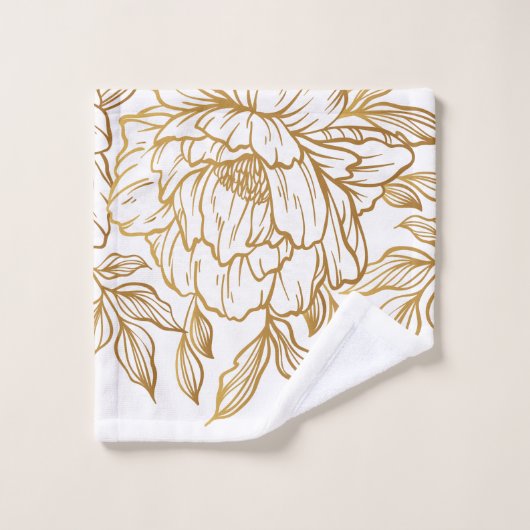 Elegant Bloempatroon aangepaste naam handdoek set (Wasdoekje)