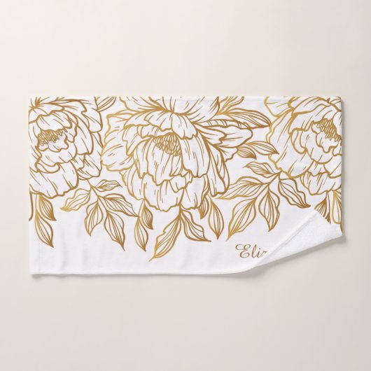 Elegant Bloempatroon aangepaste naam handdoek set (Handdoek)