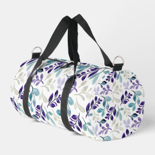 Elegant bloempatroon met rode en blauwe bladeren D Plunjezak