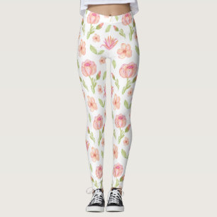 Elegant bloempatroon met rode en blauwe bladeren L Leggings