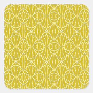 Elegant bloempatroon met rode en blauwe bladeren v vierkante sticker