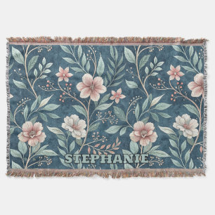 Elegant Bloempatroon met Roze & Crème Bloesems Deken