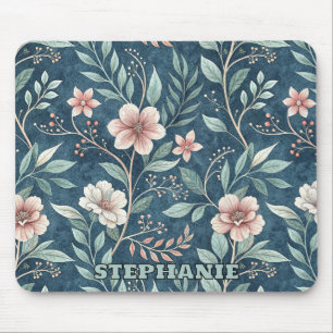 Elegant Bloempatroon met Roze & Crème Bloesems Muismat