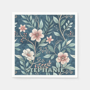 Elegant Bloempatroon met Roze & Crème Bloesems Servet