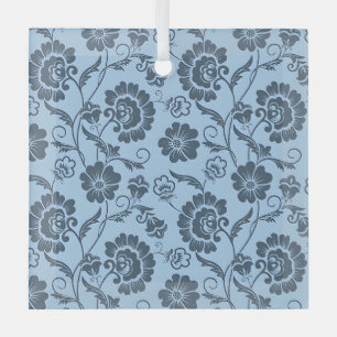 Elegant bloempatroon op lichte blauwe achtergrond glas ornament