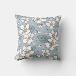 Elegant bloempatroon op zachte blauwe achtergrond kussen